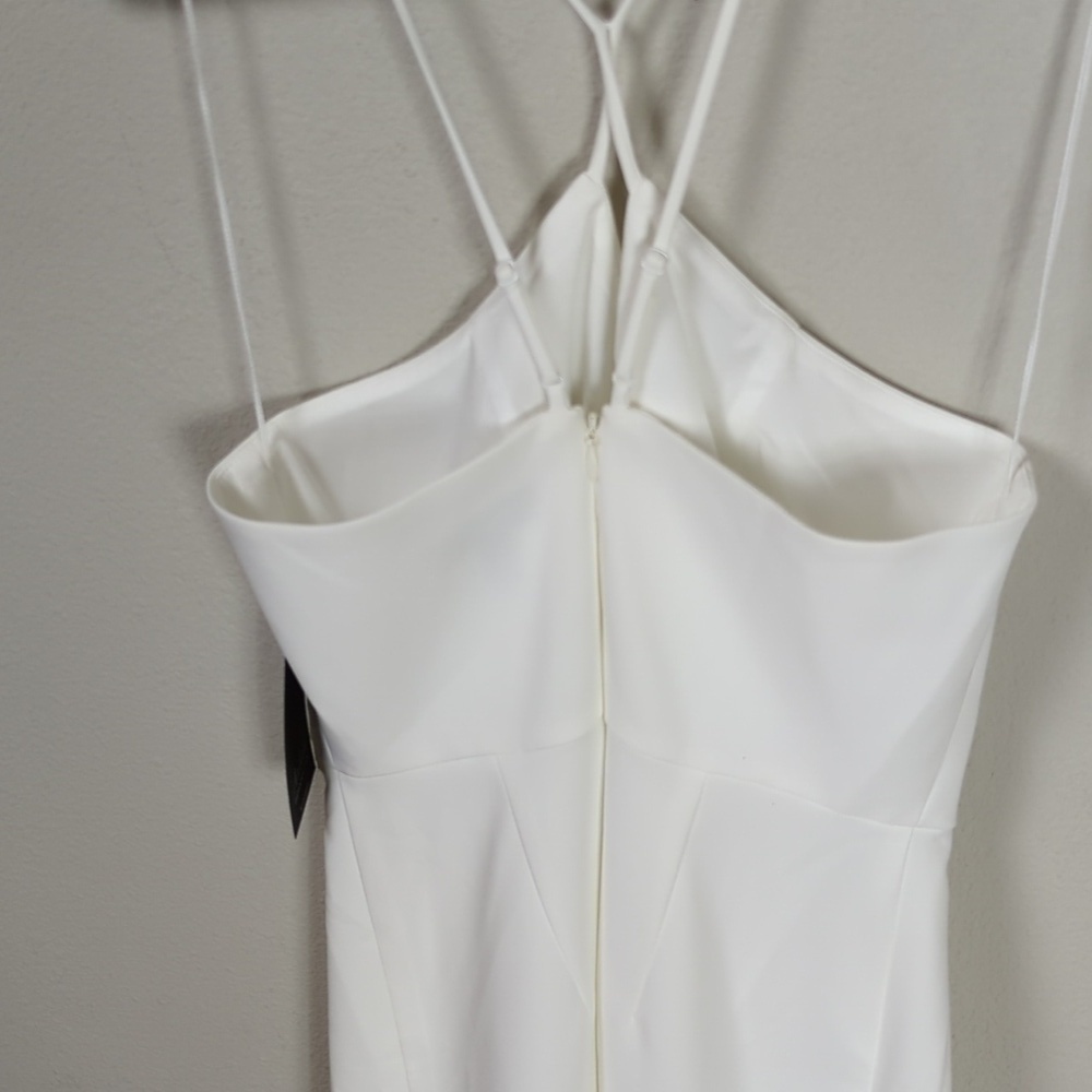 Aidan Mattox Halter A-Line Dress Womens 2 Bone White Ruffle Dress Dazzle 8 - Picture 13 of 16